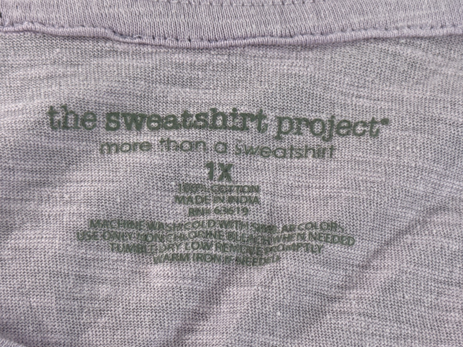 Sweatshirt Project Lavender Drawstring Top 1X Scoop Neck Short Sleeve Rayon Long