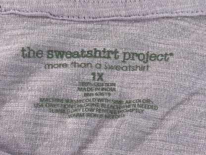 Sweatshirt Project Lavender Drawstring Top 1X Scoop Neck Short Sleeve Rayon Long