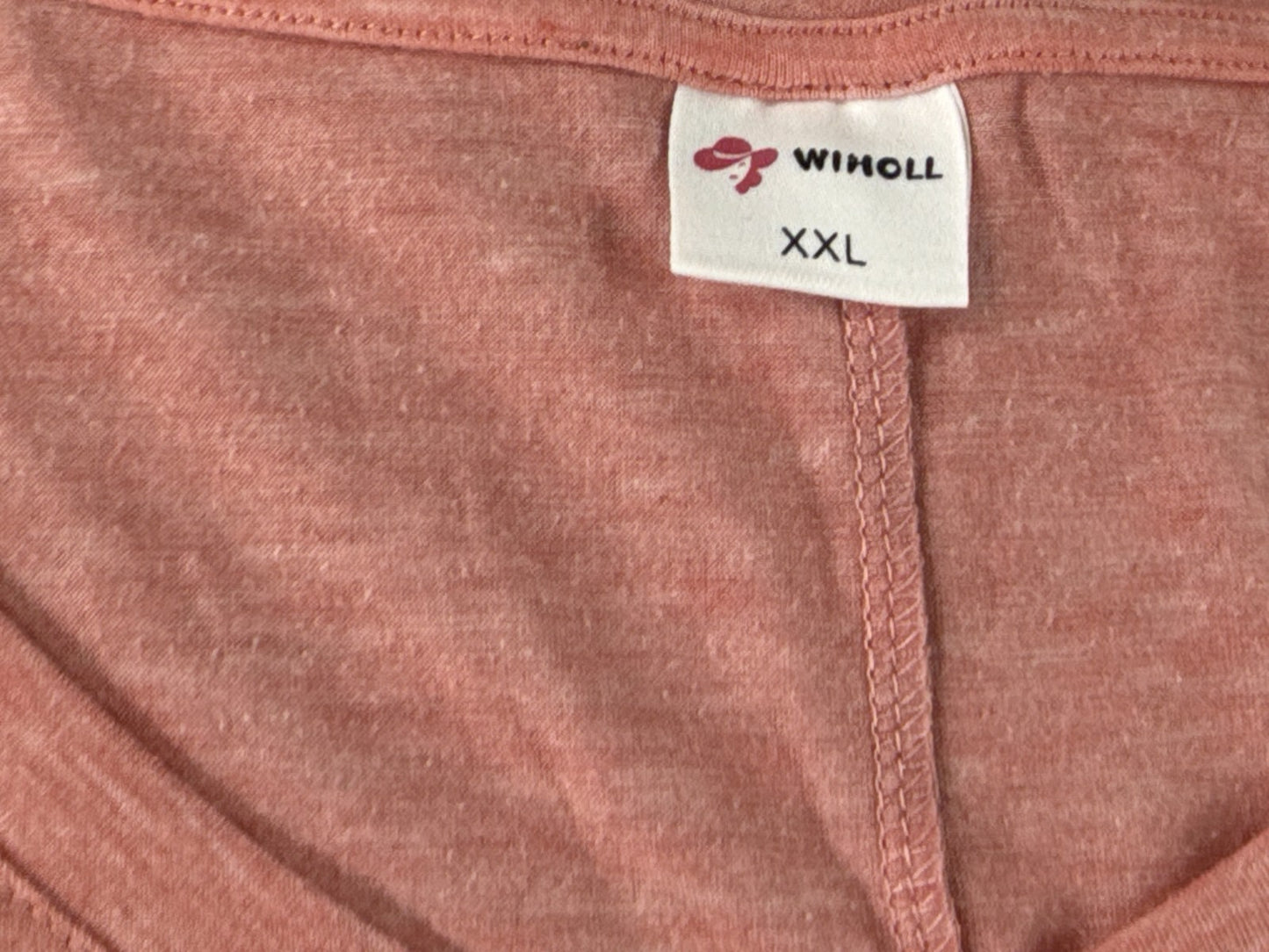 WINOLL Neck Tee Unisex XXL Pink Cotton Blend Relaxed Fit Short Sleeve Solid