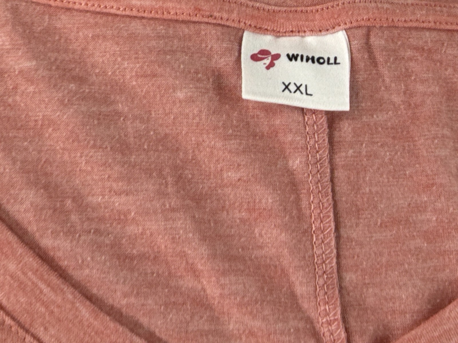 WINOLL Neck Tee Unisex XXL Pink Cotton Blend Relaxed Fit Short Sleeve Solid