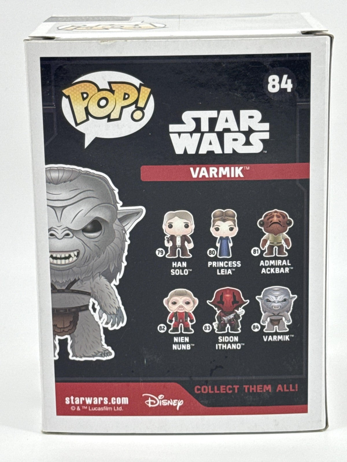 Star Wars Funko Pop Varmik #84 Gray Vinyl Bobble-Head Figure Force Awakens NWT
