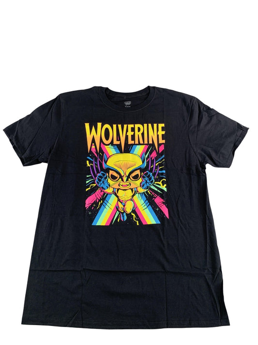 Wolverine Shirt Mens Large Black Marvel Pop Tees Graphic Neon Superhero Retro