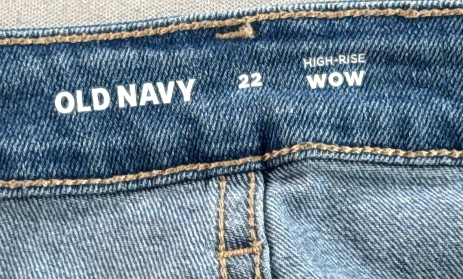 Old Navy Jean Shorts Womens 22 Denim High Rise Wow Rolled Hem Blue Medium Wash