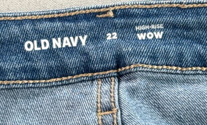 Old Navy Jean Shorts Womens 22 Denim High Rise Wow Rolled Hem Blue Medium Wash
