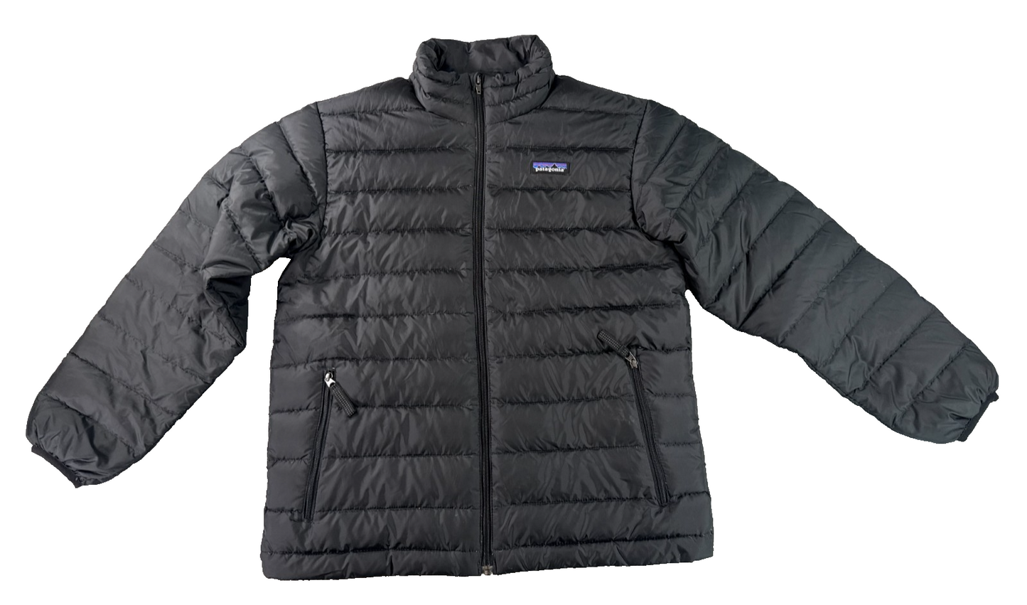 Patagonia Kids Black Down Puffer Jacket Full Zip Lightweight Youth Medium 10