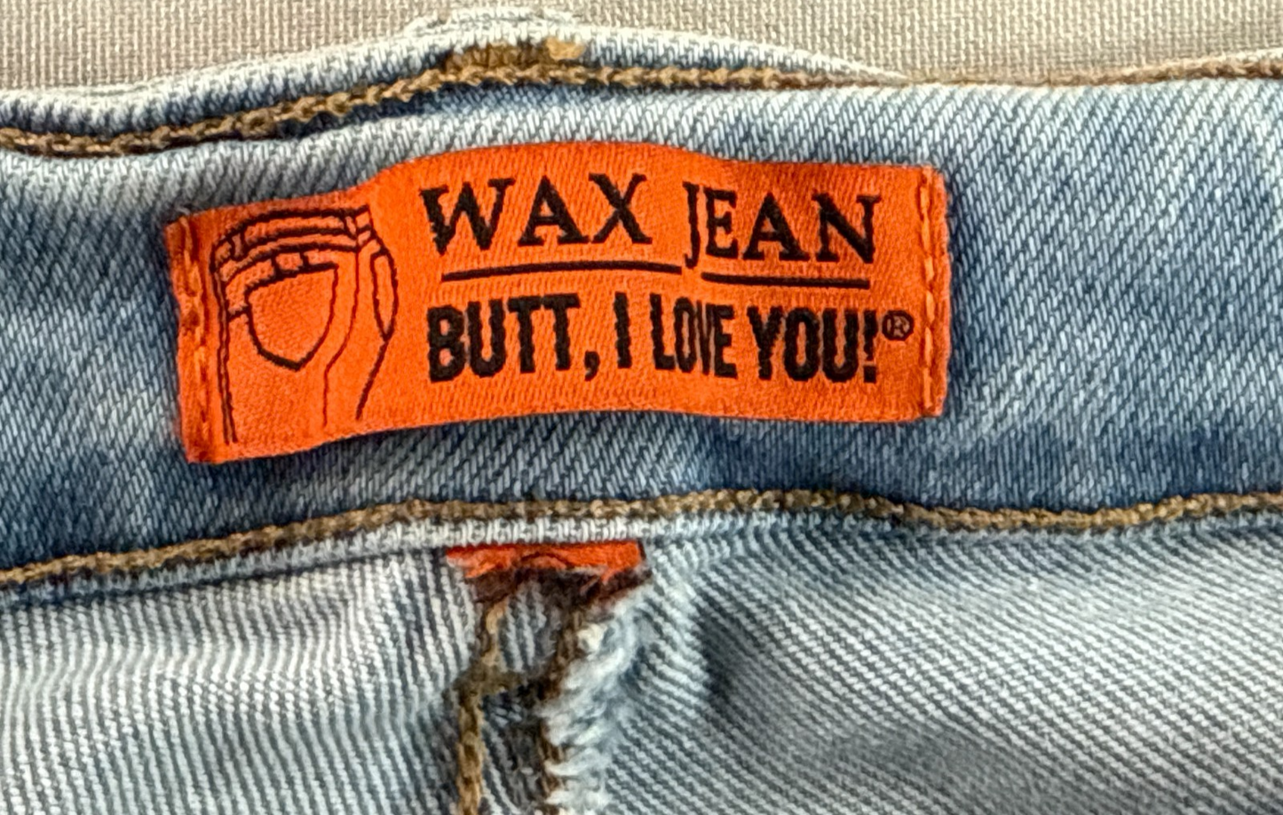 Wax Jean Butt I Love You Skinny Jeans Women 14 Light Wash Denim Mid Rise Stretch