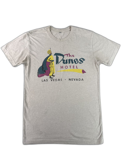 Neon Museum Dunes Hotel Retro Graphic Tee Unisex Beige Cotton Short Sleeve