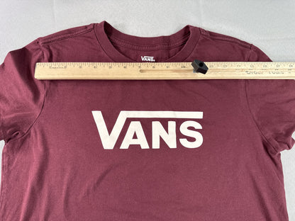 VANS Off Wall Burgundy Graphic Tee Large Cotton Crewneck Short Sleeve Skate