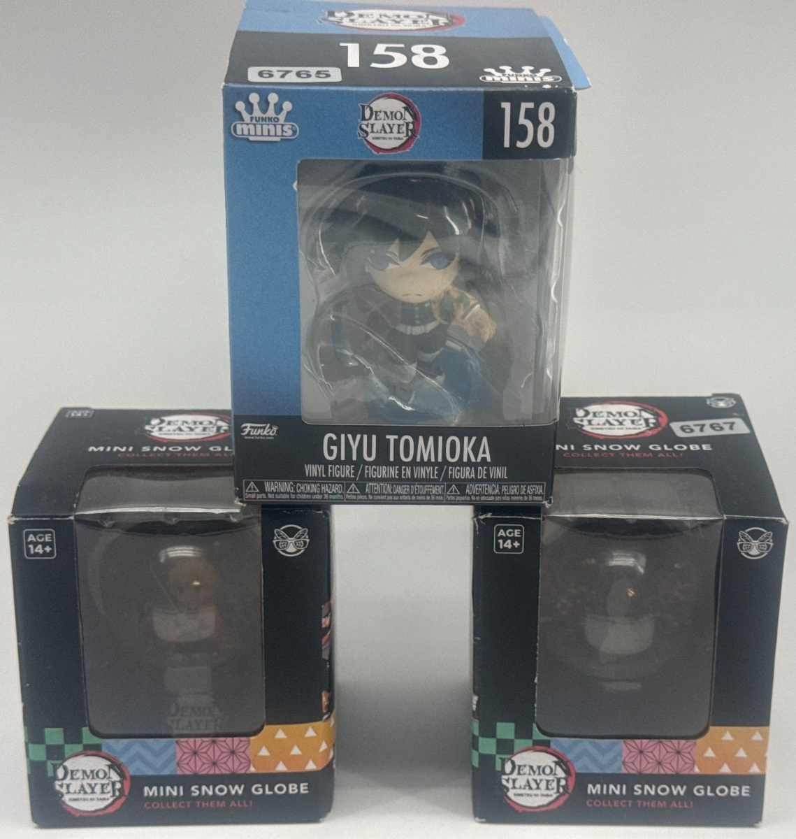 Demon Slayer Funko Minis Giyu Tomioka + Snow Globe Lot Anime Figures NIB Apparel