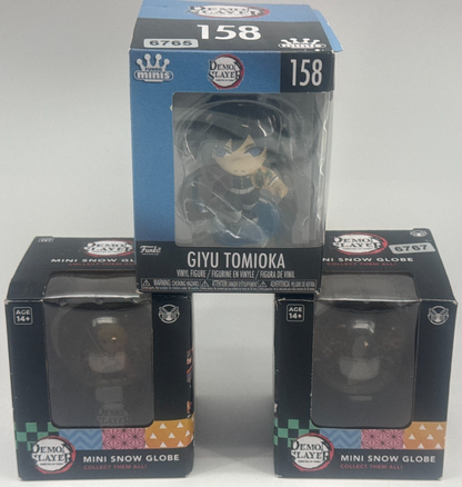 Demon Slayer Funko Minis Giyu Tomioka + Snow Globe Lot Anime Figures NIB Apparel