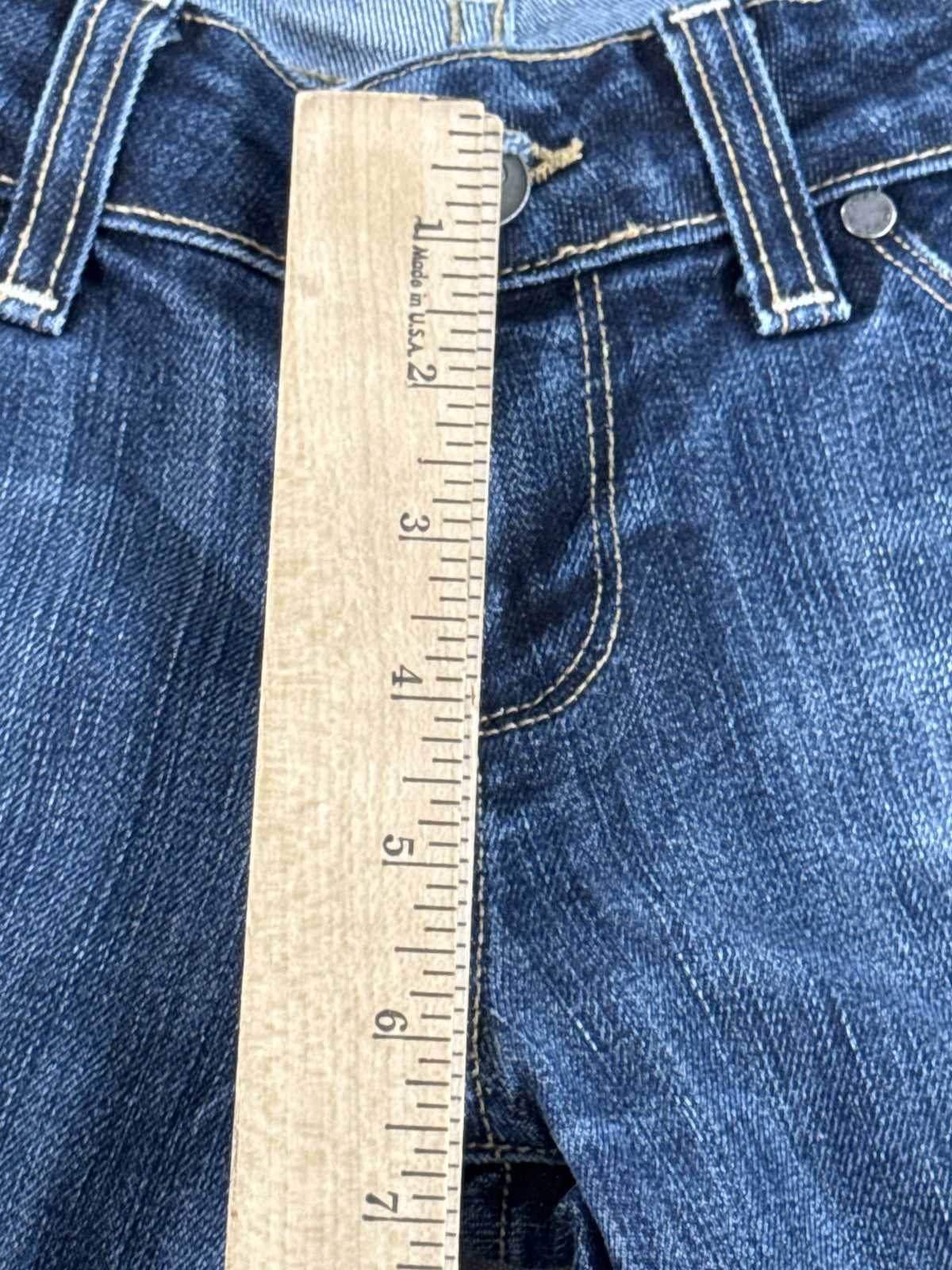 Paige Bootcut Jeans Womens 25 Blue Cotton Polyester Regular Fit Dark Wash Mid