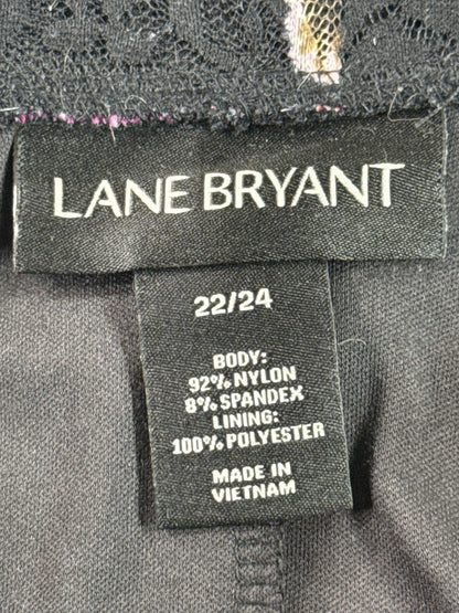 Lane Bryant Line Skirt 22 Plus 22/24 Black Floral Lace Elastic Waistband Nylon