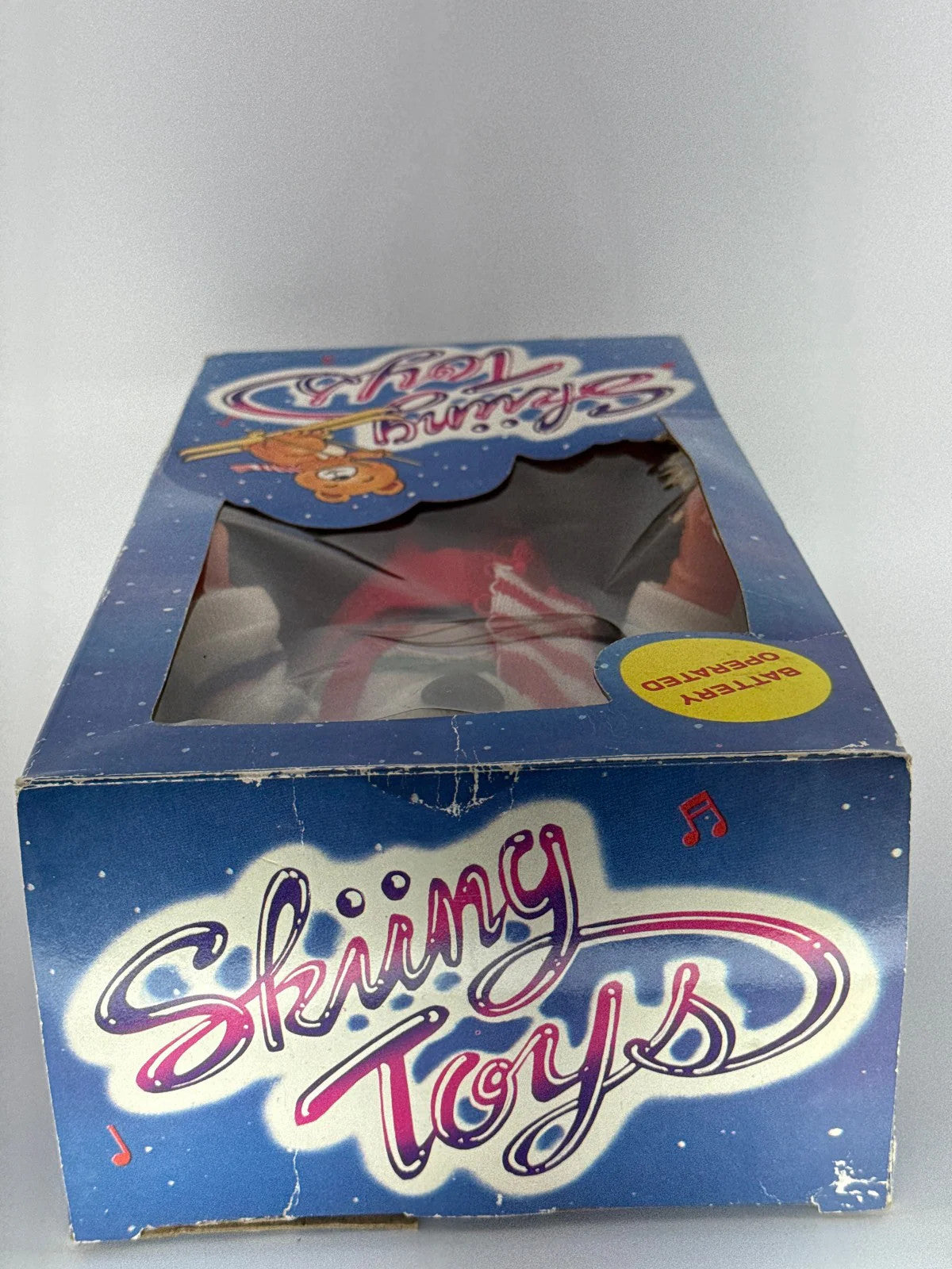 Vintage Battery Operated Skiing Toy Bear Plush Doll in Box Xmas Holiday Winter