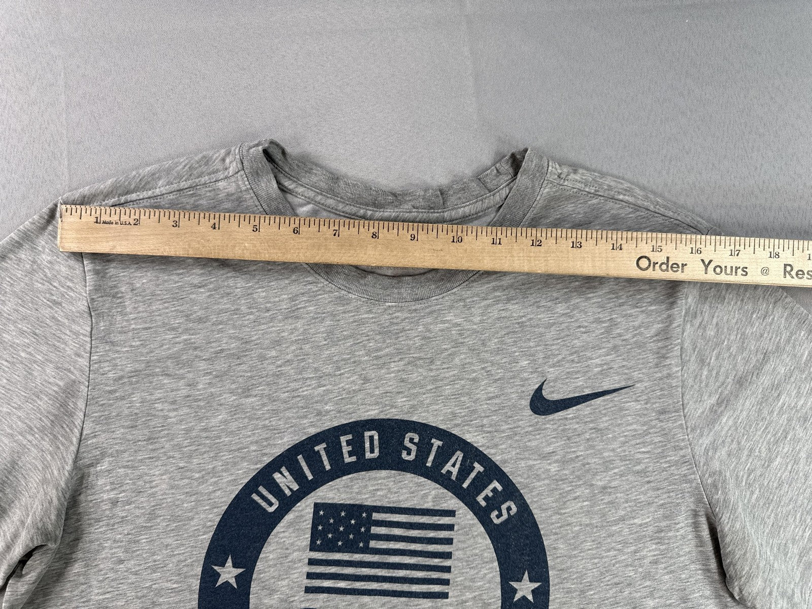 Nike United States Olympic Team Dri FIT Tee Mens M Gray Graphic Crewneck Short