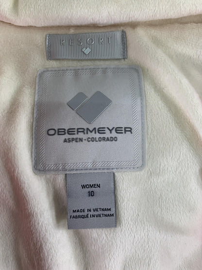 Obermeyer Jacket Womens 10 Pink Glossy Faux Fur Hood Insulated Ski Snow 11224