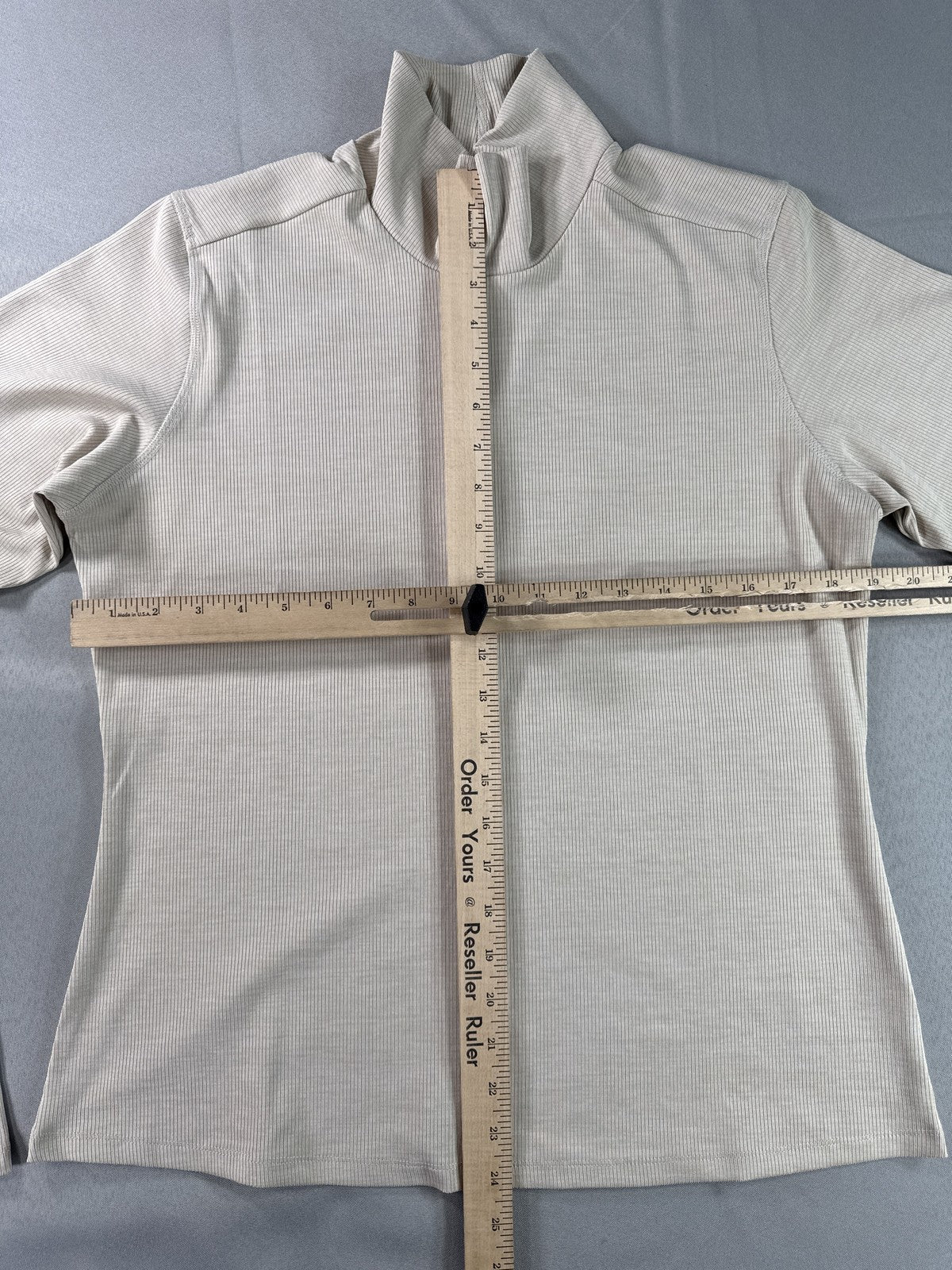 Columbia Mock Neck Long Sleeve Pullover XL Top Beige Ribbed Soft Polyester Mens