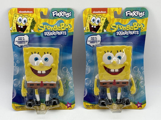 Lot of 2 Nickelodeon Series 1 SpongeBob SquarePants Action Figure Yellow Plastic