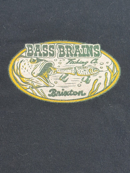 Brixton Bass Brains Fishing Co Collab Black Graphic Tee Short Sleeve Cotton M