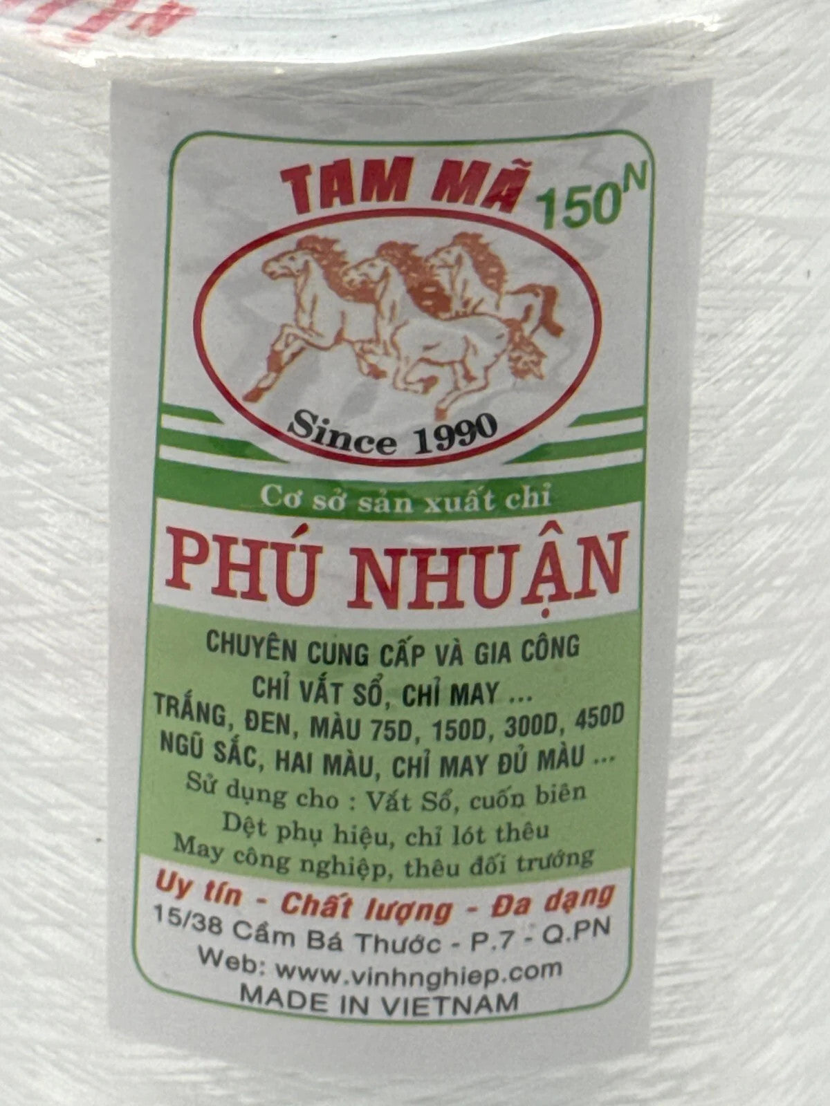 150N Industrial Sewing Thread White 150D Cone Tam Ma Vietnam Polyester Spool 779