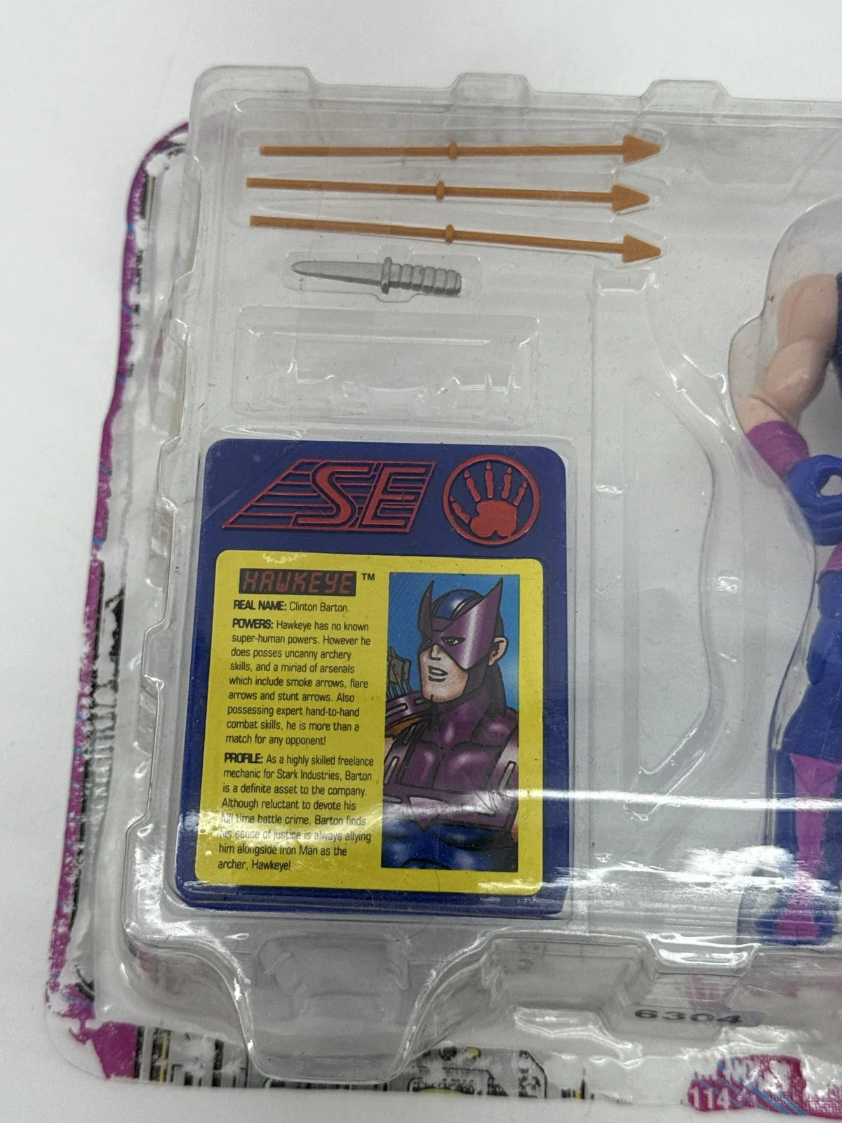 HAWKEYE Action Figure Bow &amp; Arrow Toy Biz Iron Man 1995 MOC Marvel Apparel