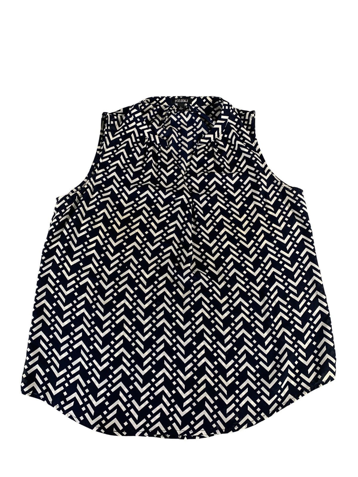 Roz & Ali Blouse Womens Large Chevron Geometric Sleeveless Top Polyester 100