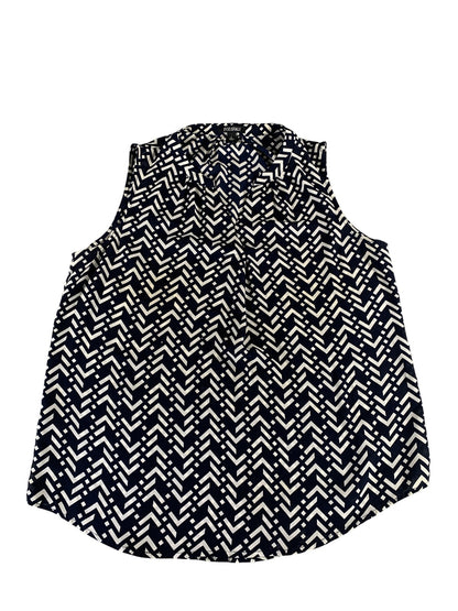 Roz & Ali Blouse Womens Large Chevron Geometric Sleeveless Top Polyester 100