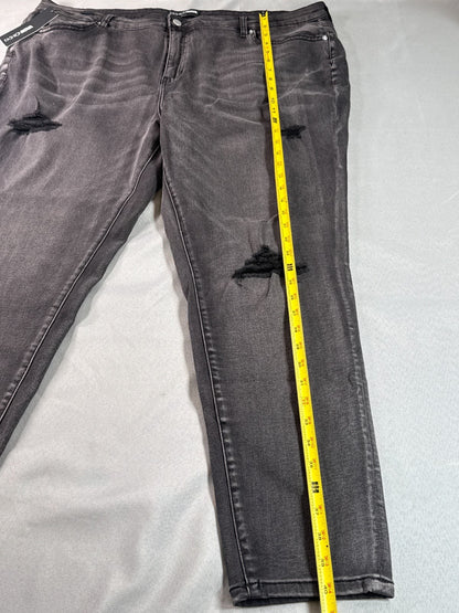 Fashion Nova Plus Skinny Jeans Womens 22 Black Wash Distressed Stretch Denim