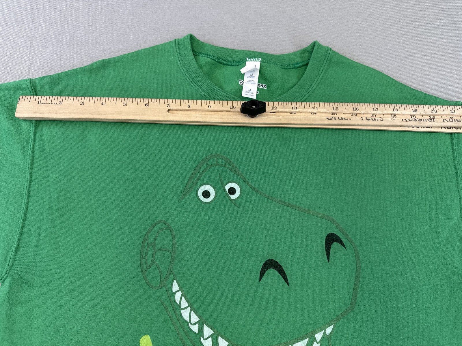 JERZEES Dinosaur Cartoon Sweatshirt M Green Cotton Polyester Pullover
