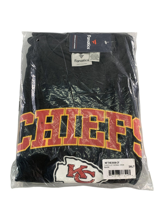 Kansas City Chiefs Shirt Mens 3XLT Black NFL Football Long Sleeve Thermal Crew
