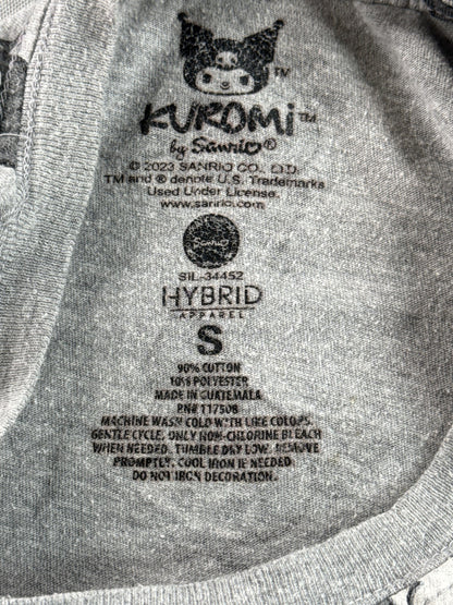 Hybrid Apparel Kuromi Anime Graphic Tee S Gray Cotton Blend Short Sleeve Mens
