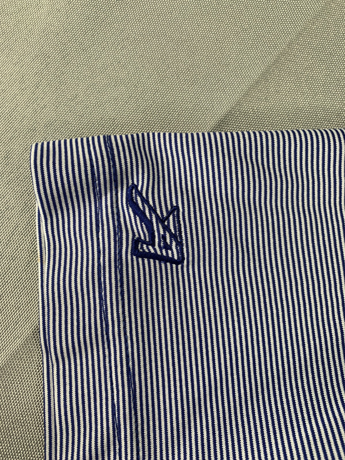 Ahead Polo Shirt Mens XL Blue White Striped Golf SRC Embroidered Performance 100