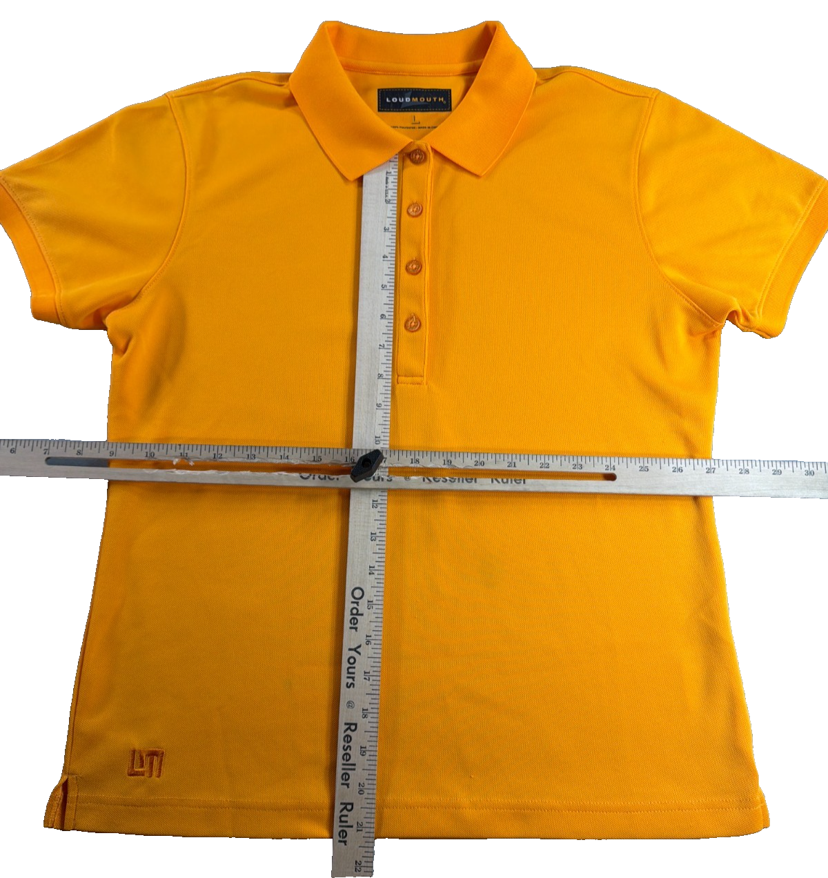 Loudmouth Golf Polo Shirt Womens Large Yellow Gold Solid Pique 100% Polyester