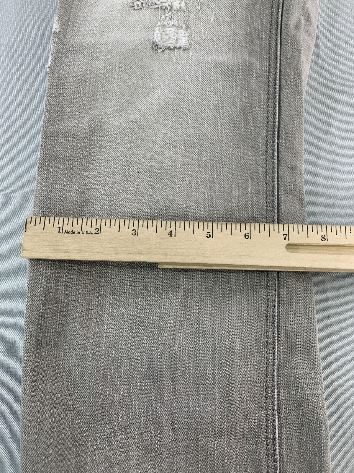 Cohesive & Co Jeans Mens 34x31 Gray Distressed Straight Leg Button Fly Raw Edge