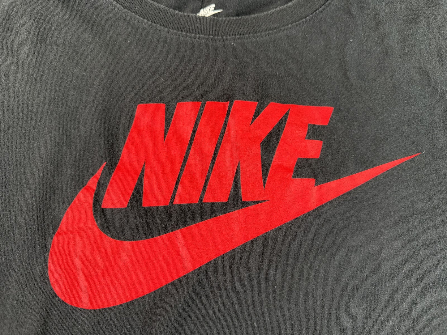 Nike Long Sleeve Shirt L Black All Over Print Cotton Crewneck Athletic Unisex