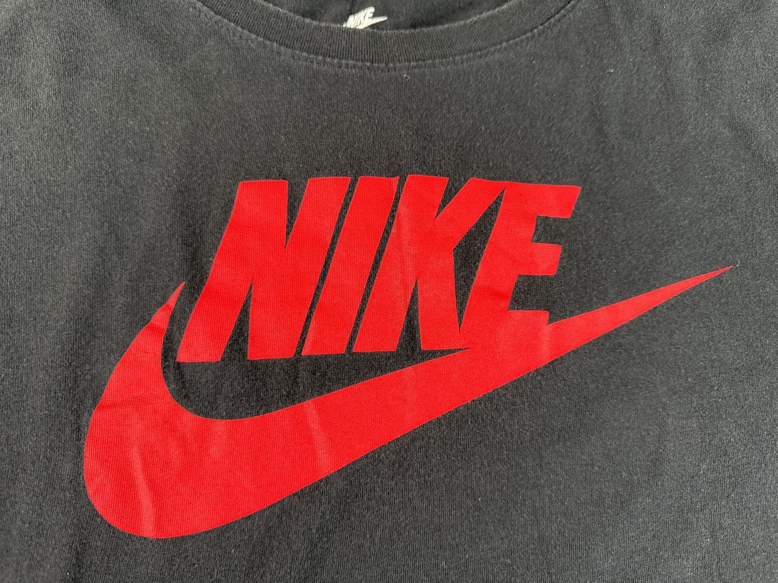Nike Long Sleeve Shirt L Black All Over Print Cotton Crewneck Athletic Unisex
