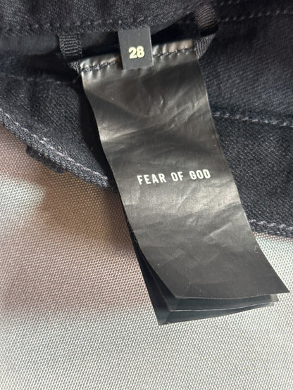 Fear of God Jeans 28 Black Denim Straight Leg Raw Hem Selvedge Fourth Collection