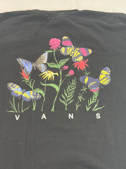 Vans Black Butterfly Floral Garden Graphic Tee Short Sleeve T-Shirt Skate Boho