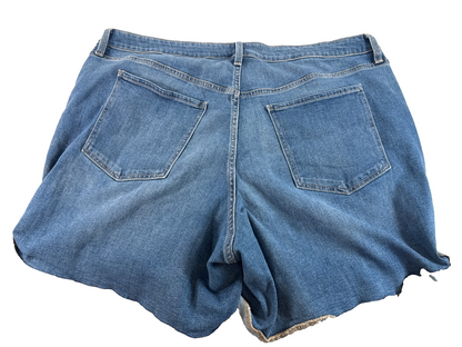 Old Navy Jean Shorts Womens 22 Denim High Rise Wow Rolled Hem Blue Medium Wash