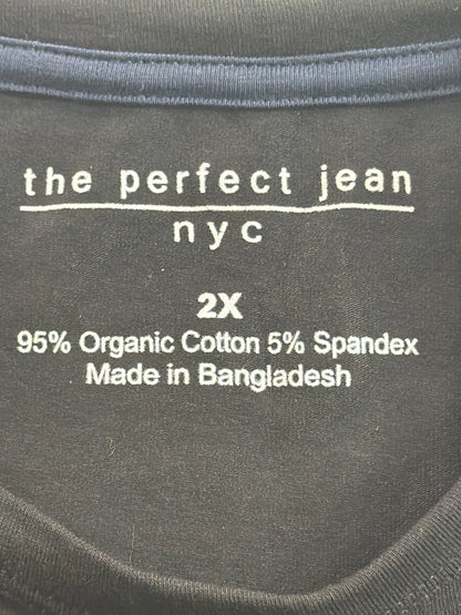 Perfect Jean NYC Black T Shirt Mens 2X Organic Cotton Stretch Crew Neck Tee