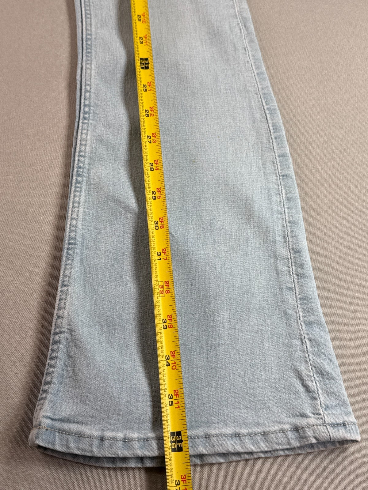 H&M Girls 13-14Y Flared Bootcut Jeans Light Wash Blue Stretch High Rise Denim