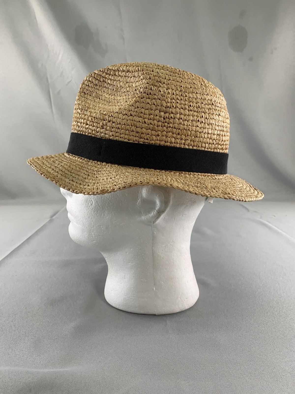 J.Crew Hat Panama Fitted Womens Medium Beige Straw Wide Brim Sun Travel Summer