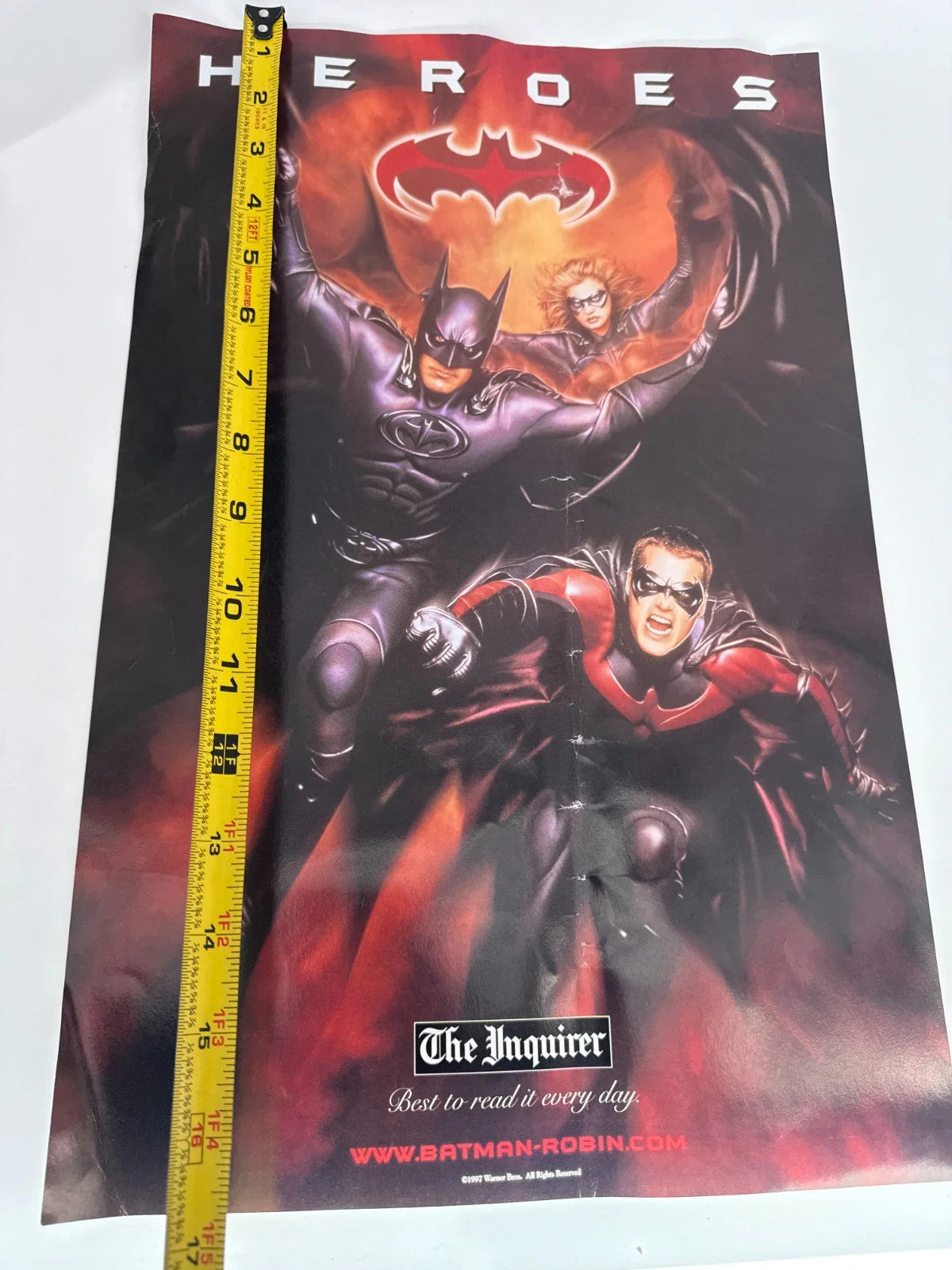 1997 Batman amp Robin Movie Poster Lot x2 The Inquirer Promo 11x16 5 Heroes DC