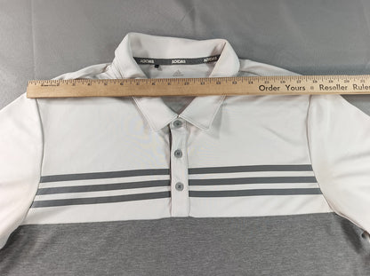 adidas Golf Polo Shirt Mens Gray Striped Performance Short Sleeve Regular Fit L