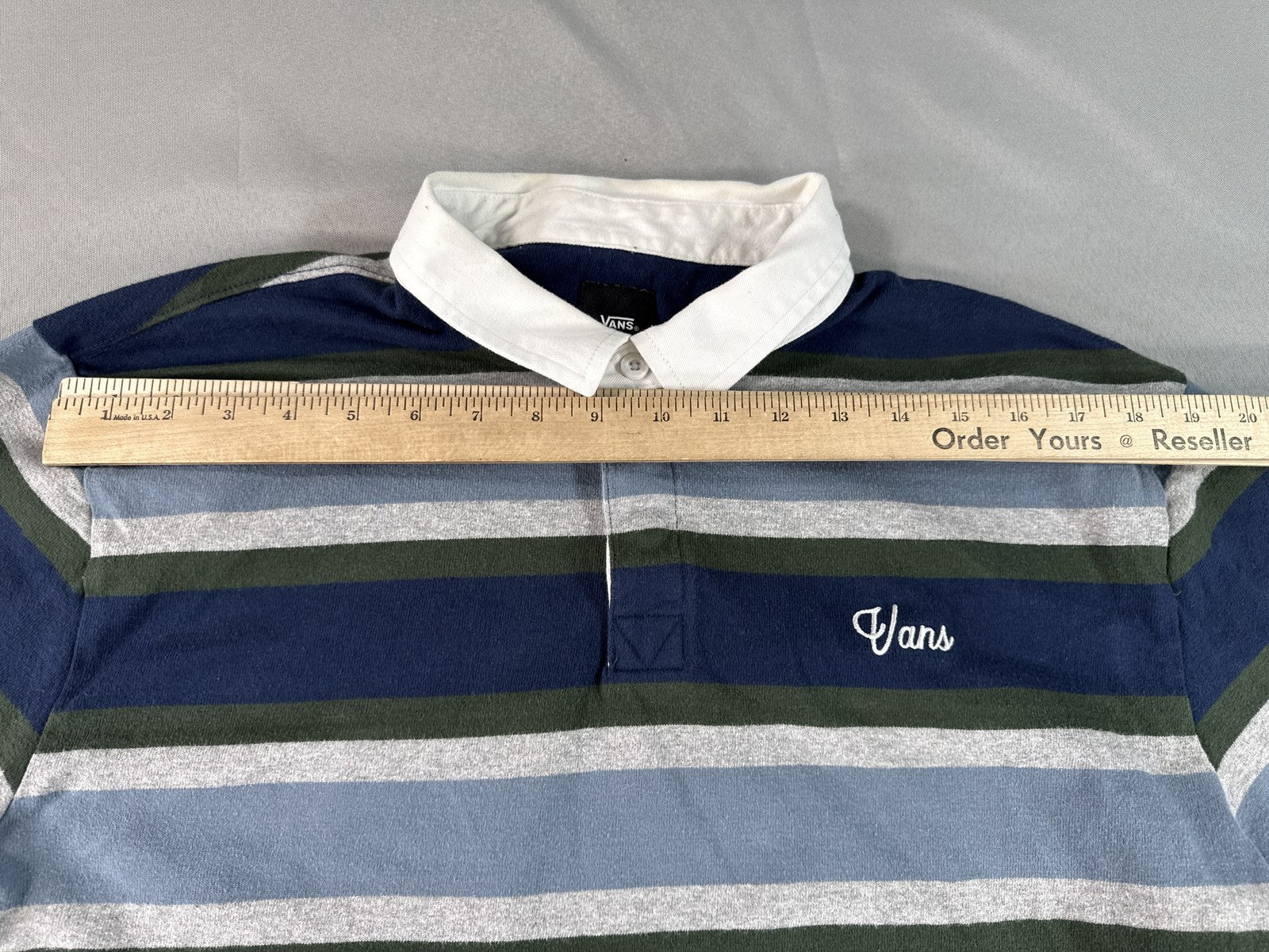 Vans Polo Shirt Mens Large Multicolor Striped Long Sleeve Collared Cotton Preppy