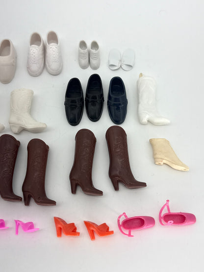 Barbie Doll Shoes Huge Lot Vintage Mixed Heels Boots Sneakers Cowboy Ken 100+pc