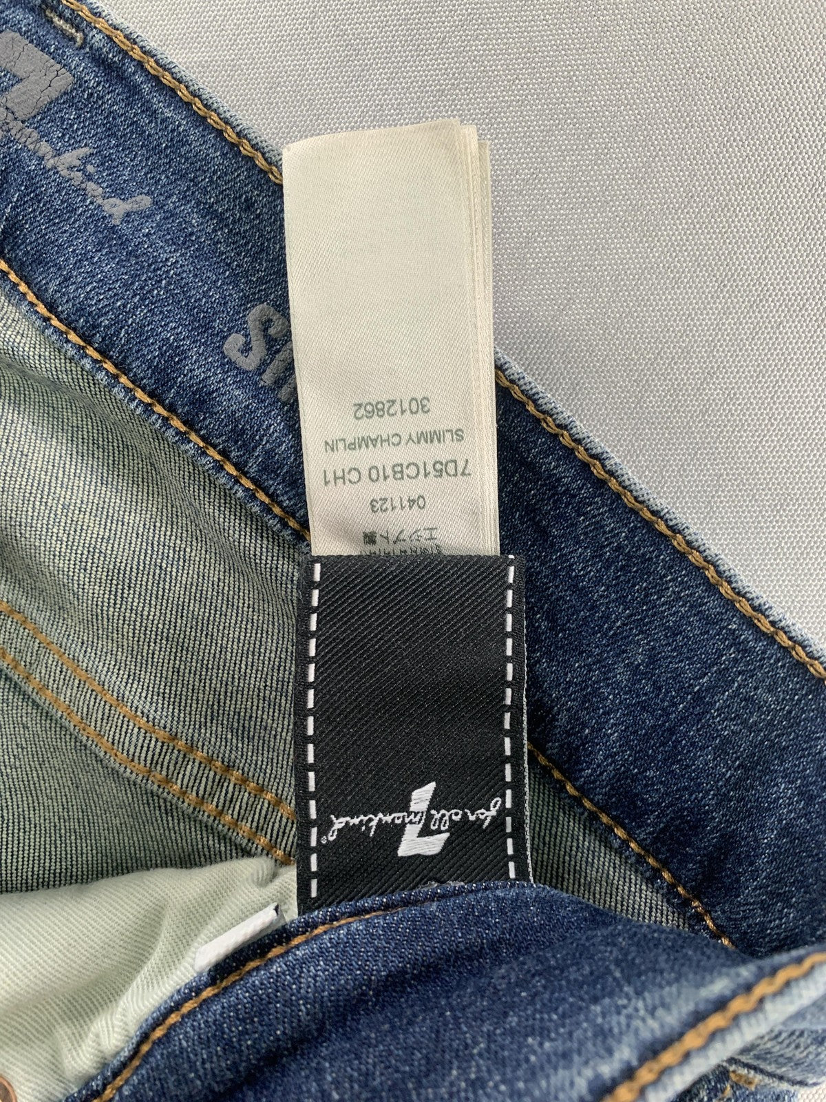 7 For All Mankind Slimmy Jeans Mens 31x24 Blue Wash Denim Slim Straight Zip Fly