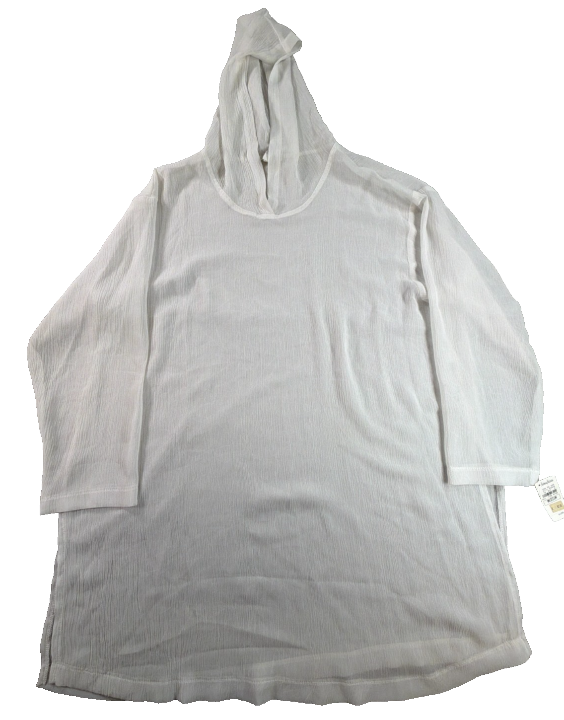 Calvin Klein Swimwear Cover Up Women Medium White Crinkle Hooded NWT Neiman Marc