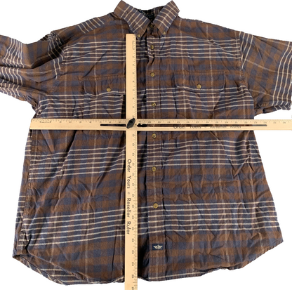 Dockers Plaid Button Down Shirt Brown Blue Flannel Long Sleeve Cotton L Apparel