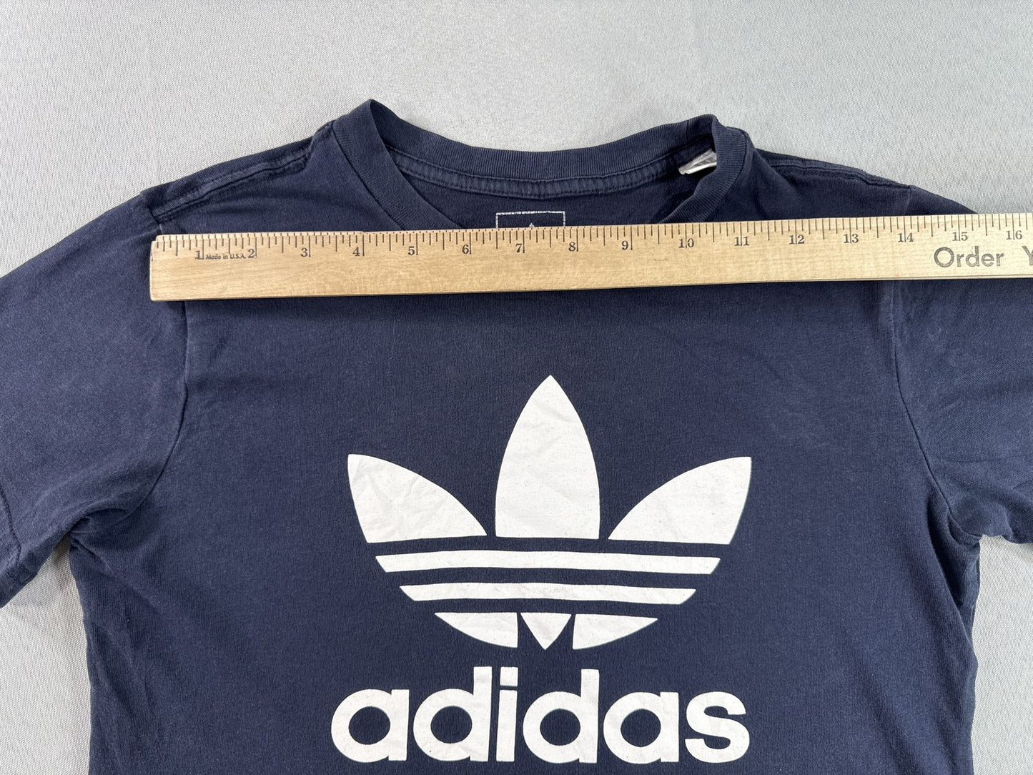 adidas Graphic Tee 11 12Y Youth 12Y Navy Blue Cotton Crewneck Short Sleeve Logo