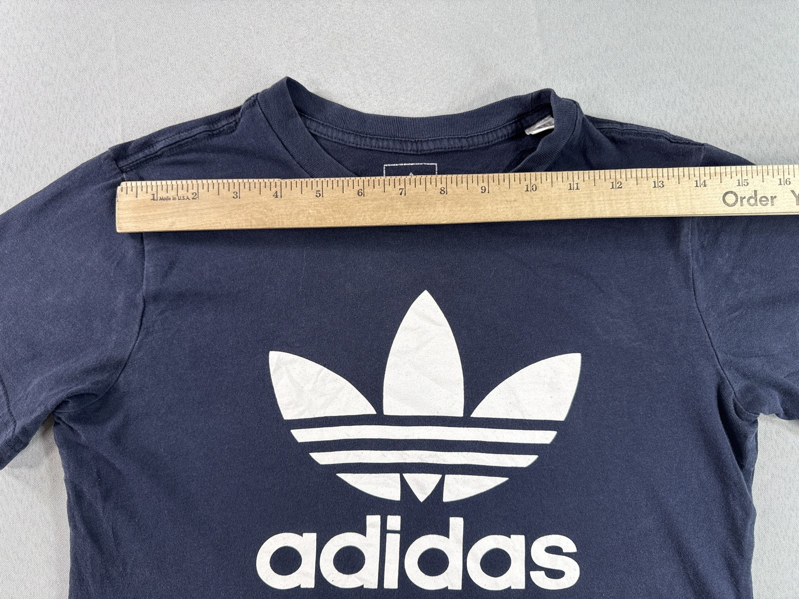 adidas Graphic Tee 11 12Y Youth 12Y Navy Blue Cotton Crewneck Short Sleeve Logo